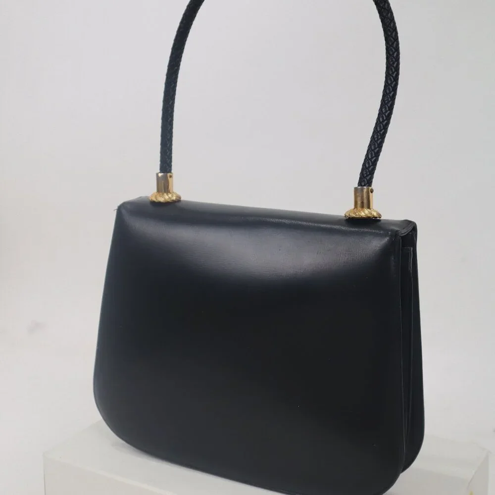 Vintage Black Large Leather Jackie O Handbag Purse Satchel Bags by Supreme EUC